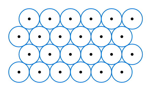 The hexagonal lattice with circles centered at each point.